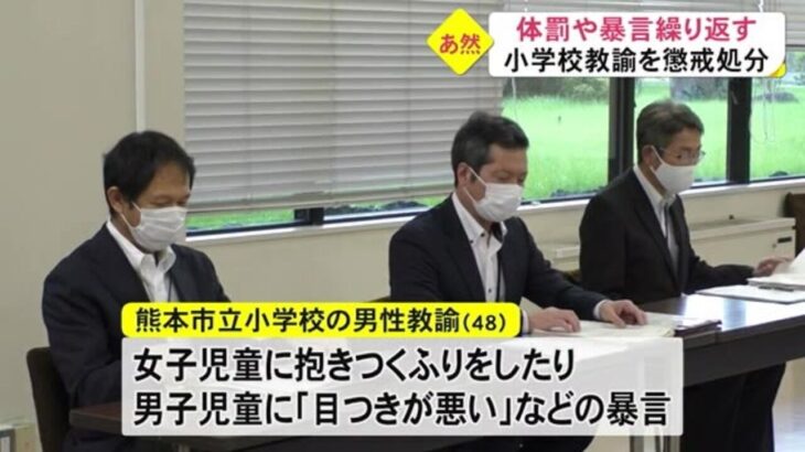 【熊本】　暴言・体罰１１件　４８歳小学教諭懲戒処分